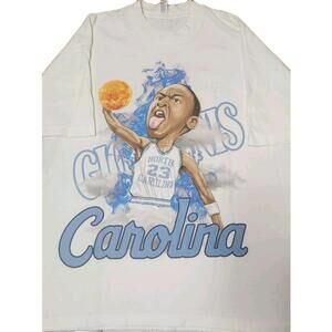 Michael Jordan North Carolina 23 Cartoon Shirt Mens Medium 27X21 March Madness